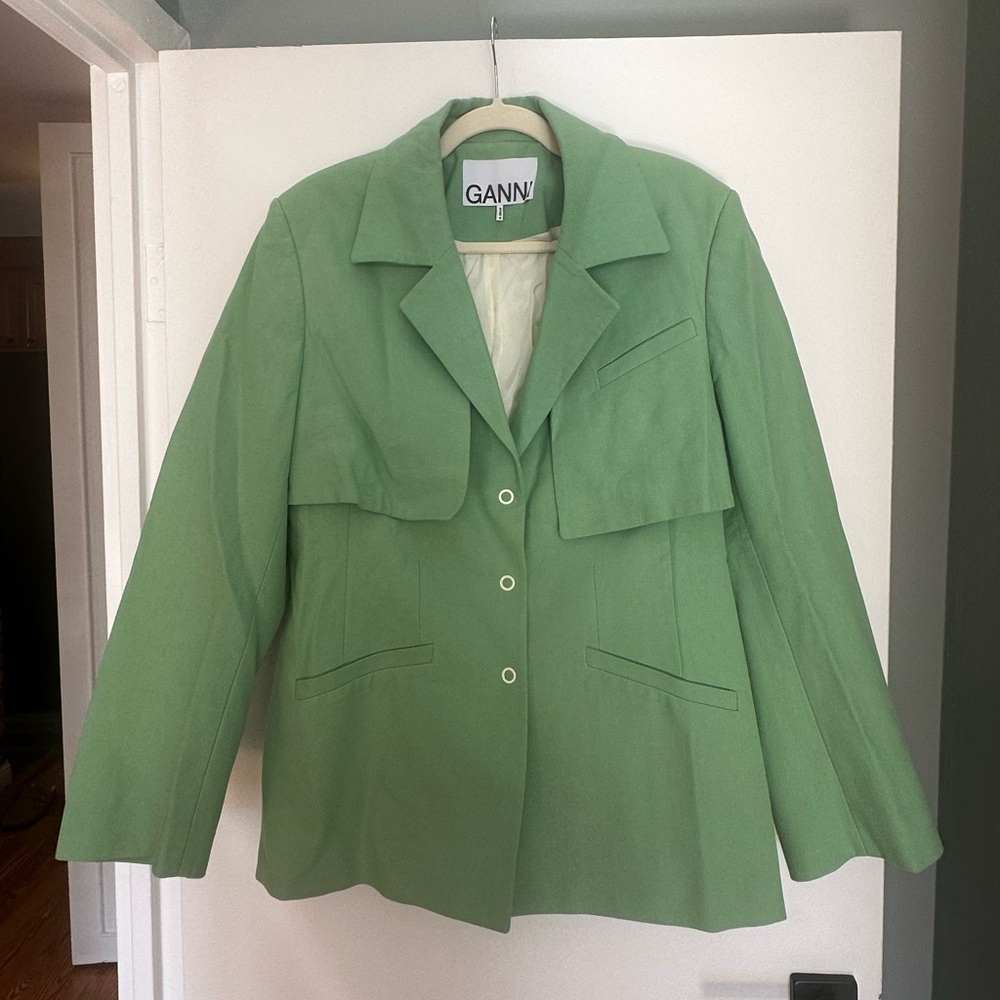 Ganni Women's Mint Green Blazer